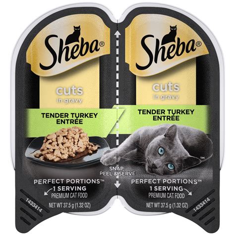 SHEBA Wet Cat Food Cuts in Gravy, Tender Turkey Entree, (12) 2.6 oz. PERFECT PORTIONS Twin Pack ...