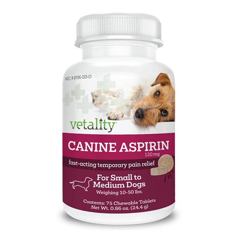 Vetality Canine Aspirin for Dogs - Pain Relief - Chewable Tablets