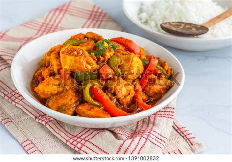 2 Chicken Jalfrezi Spicy Stir Fried Indian Chicken Dish Bell Peppers Onion Tomatoes Images ...