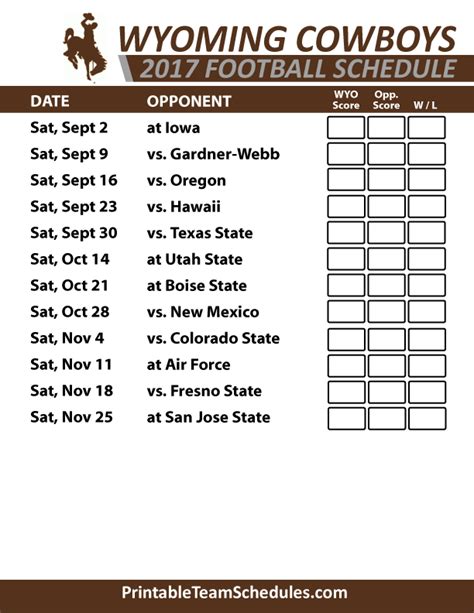 Cowboys Football Schedule Wyoming