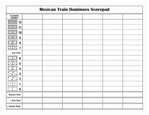 Printable Mexican Train Double 15 Score Sheet - Printable Word Searches