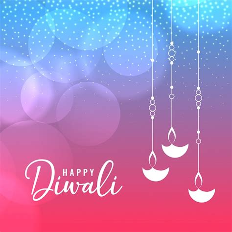 Happy diwali festival greeting template with hanging diya Vector | Free Download