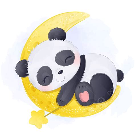 Baby Adorable Clipart Vector, Adorable Baby Panda Sleeping Illustration In Watercolor, Adorable ...