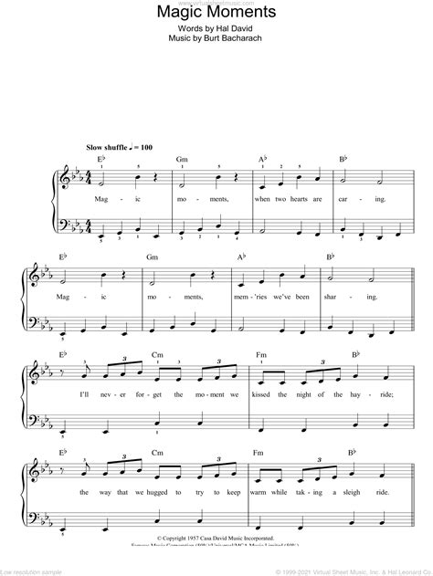 Como - Magic Moments sheet music for piano solo [PDF]