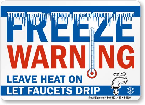 Freeze Warning Signs, Labels and Door Hangers