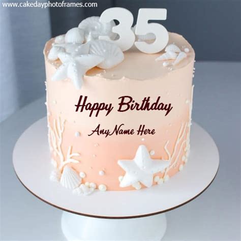 Happy 35th birthday cake wish with name editor | cakedayphotoframes