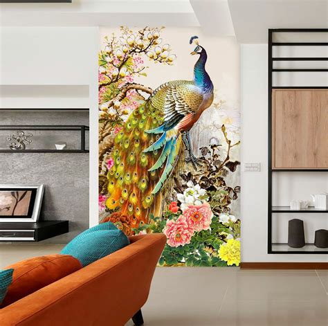 Peacock Peony 1757 Wallpaper Mural Self Adhesive Peel and - Etsy