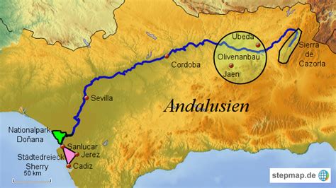 StepMap - Rio Guadalquivir - Landkarte für Spanien