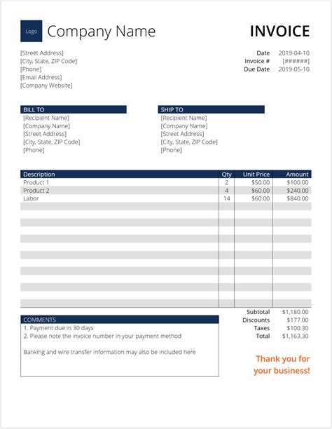 Invoice Template (Word) – Download Free Template At Cfi throughout Interest Invoice Template ...