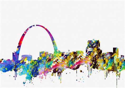 St. Louis skyline-colorful Digital Art by Erzebet S - Fine Art America