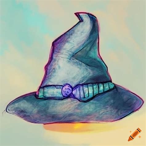 Illuminated style drawing of a wizard's hat in hogwarts theme on Craiyon