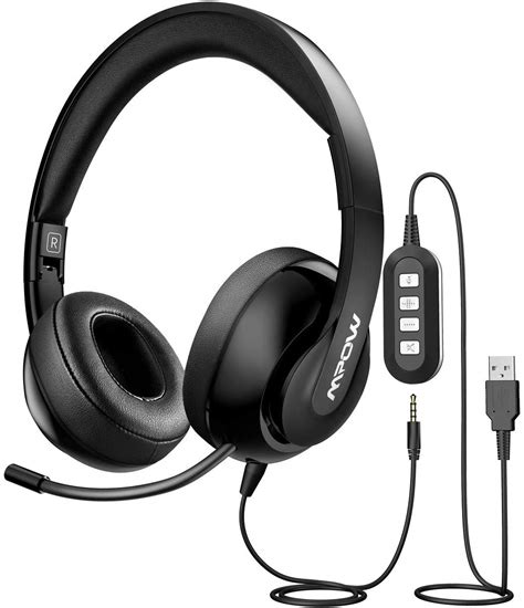 Mpow PC Headset 224, Foldable Over-Ear Headset USB Headset/3.5mm Computer Headset with ...