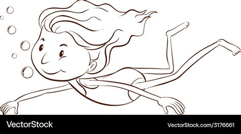 A plain sketch of girl swimming Royalty Free Vector Image