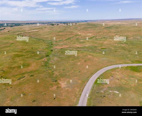 Aerial photograph of the Little Bighorn Battlefield National Monument on a beautiful summer ...