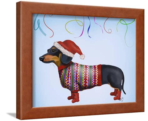 Christmas Dachshund Framed Print Wall Art By Fab Funky - Walmart.com ...