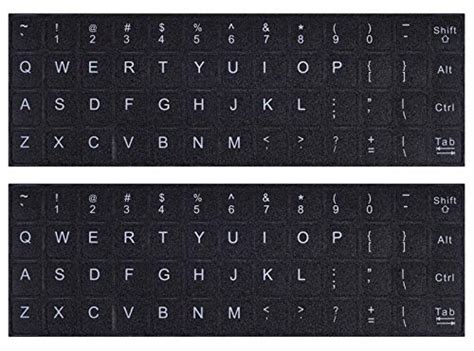 2PCS Universal English Keyboard Stickers, Computer Keyboard Sticker White Font on Black ...