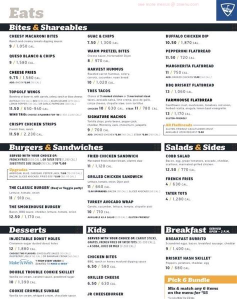 Online Menu of Topgolf Restaurant, Atlanta, Georgia, 30318 - Zmenu