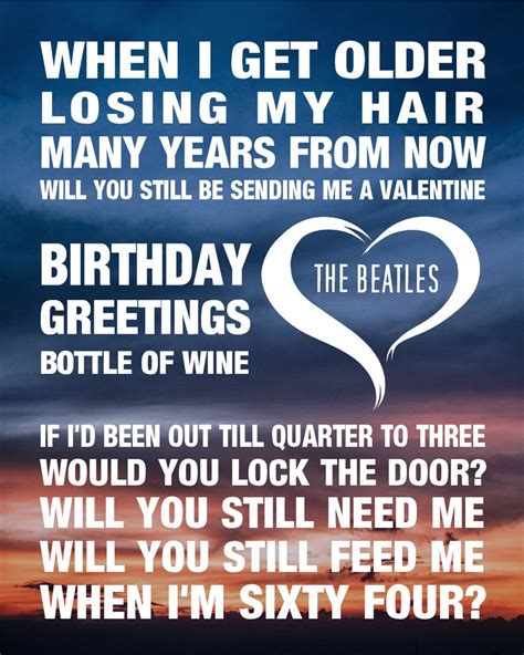 The Beatles When I'm 64 Art Print Music Song Lyrics - Etsy