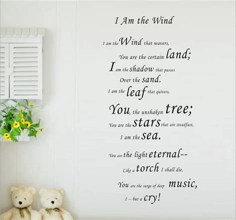 Free Shipping I am the wind that wavers...Romantic Poem Quotes Living Room DIY Vinyl Wall Decal ...