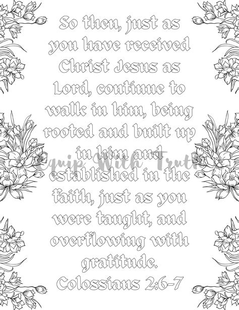 Colossians 2:6-7 Coloring Page - Etsy