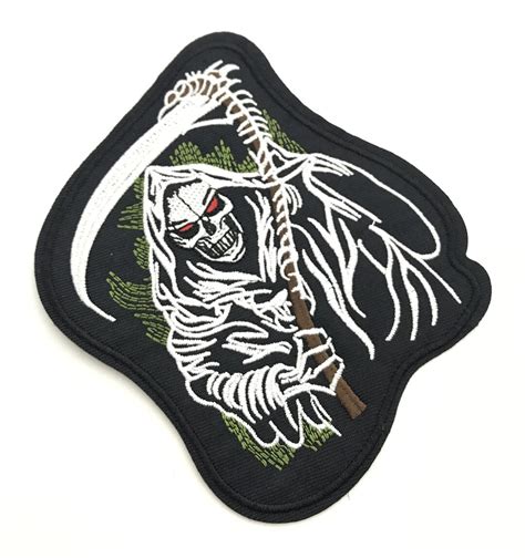 Skull Grim Reaper Patch ,skeleton Patches Punk, Badge Biker,diy Embroidered,applique Gift for ...