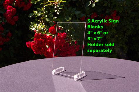 5 Acrylic Blank Table Number Signs - 4x6 or 5x7 Acrylic Invitation Blank - Acrylic Sign Blank ...