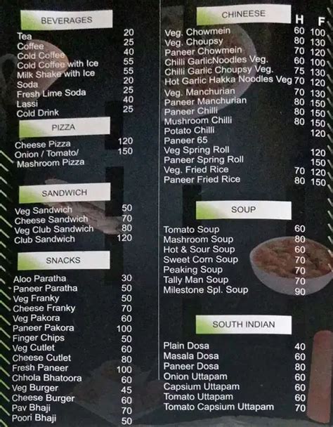 Menu at Milestone Restaurant, Lucknow, Sainik Nagar, Raibareli Road ...