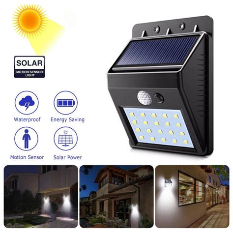 MORE VIEWS Rechargeable Solar Powered PIR Motion Sensor Light Outdoor ...