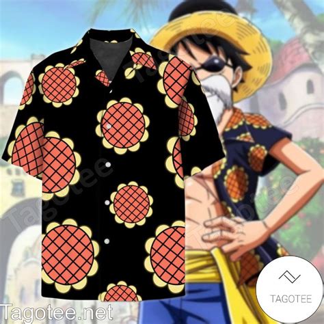 One Piece Monkey D Luffy Cosplay Costume Sunflower Hawaiian Shirt - Tagotee