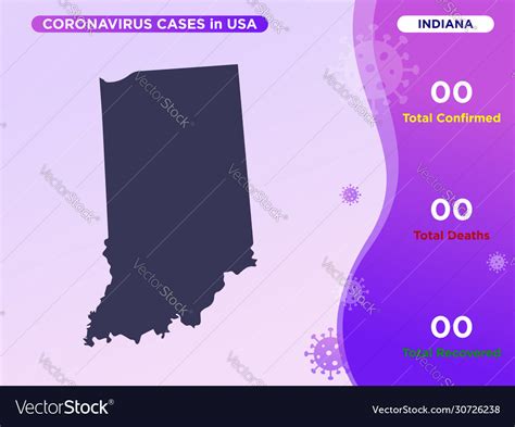 Indiana map covid-19 corona virus infographic Vector Image