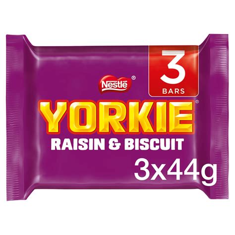 Yorkie Raisin & Biscuit Chocolate Bar Multipack 44g 3 Pack | Single Chocolate Bars & Bags ...