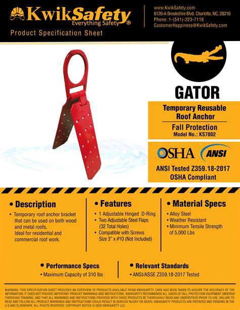 KwikSafety GATOR Temporary Reusable Roof Anchor ANSI OSHA Compliant ...