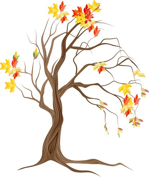 Autumn tree with fallen leaves. 12981744 PNG