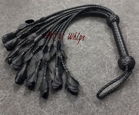 Cat-o-nine Tails Genuine Thick Leather Flogger Black Roses & - Etsy UK