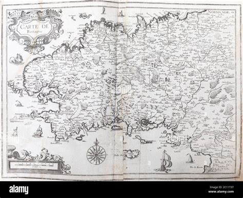 Old map of Brittany (France) - From an 1656 Atlas of Geography from P. du Val - France (Private ...