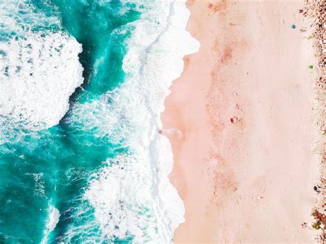 Free Photo: Top View of Beach with Turquoise Sea Water, Aerial Drone Shot