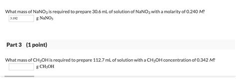 Solved What mass of NaNO3 is required to prepare 30.6 mL of | Chegg.com