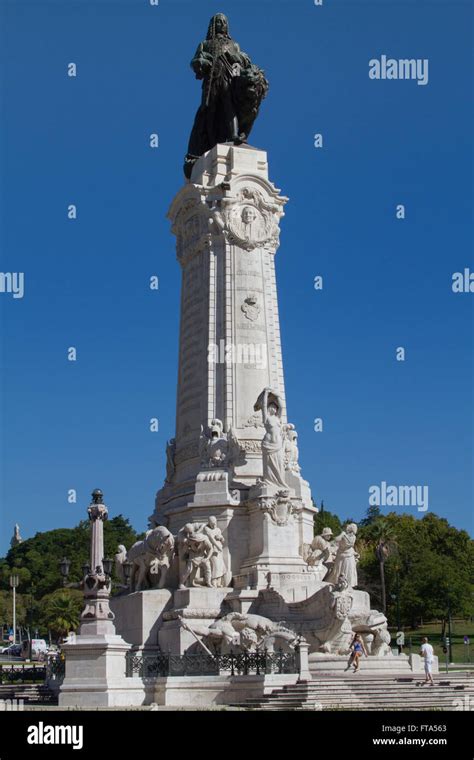 Marques de Pombal statue in Lisbon, Portugal Stock Photo, Royalty Free ...