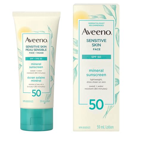 Aveeno Mineral Face Sunscreen Lotion for Sensitive Skin SPF 50 | Walmart Canada