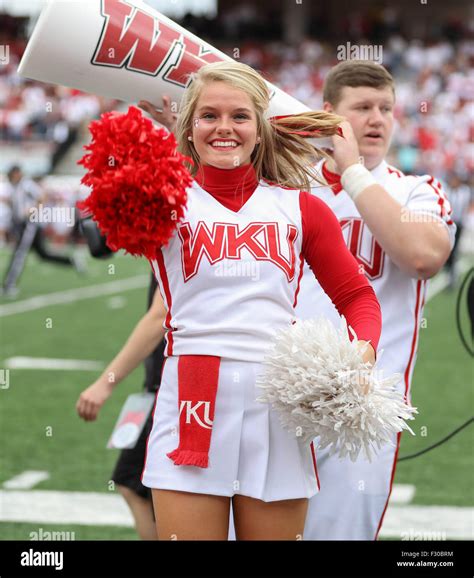 Bowling Green, KY, USA. 26th Sep, 2015. A WKU cheerleader dances to ...