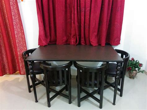 Space Saver Teak N Wooden Top Dining Table 4 Seater at Rs 37000/set | Wooden Dining Table Set in ...
