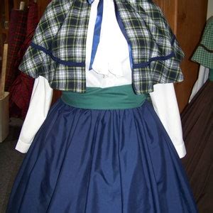 Dickens Christmas Outfit Long Solid Navy-blue Cotton Blend Drawstring Skirt With Navy Blue and ...