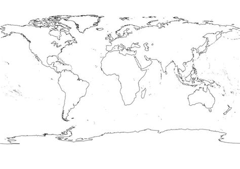 Black and White World Map Outline