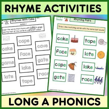 Rhyme - Spelling Worksheets and Phonics Activities - Phonemic Awareness