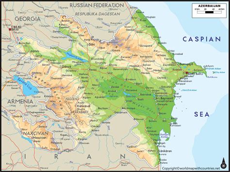 Free Printable Labeled and Blank Map of Azerbaijan in PDF