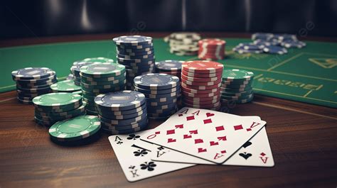 Poker Table With Chips And Cards On It Background, 3d Illustration ...