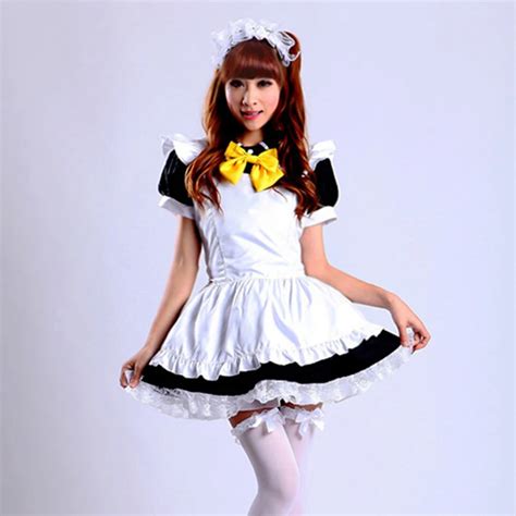 new high quality Maid Costume Sweet Gothic Lolita Dress Anime Cosplay Maid Game Uniform Plus ...