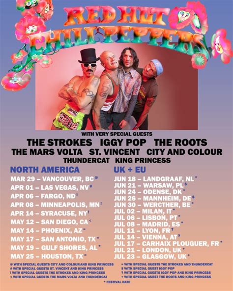 Red Hot Chili Peppers 2023 TOUR/DATES/TICKETS – The Strokes – US/North America/UK/Europe | full ...