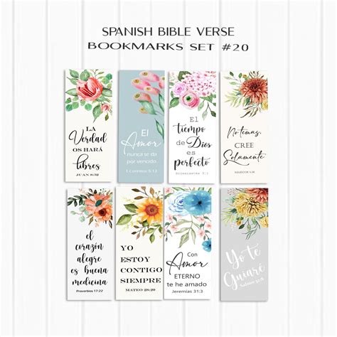 Spanish Bible Bookmarks Printable Bookmarks Set of 8 7 X 2.5 - Etsy en 2024 | Etiquetas de ...