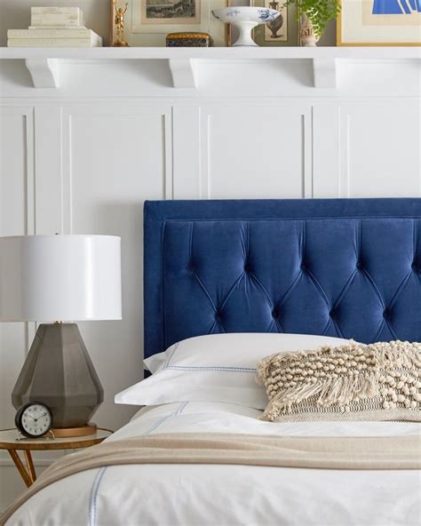 Blue headboard bedroom. | Bedroom headboard, Blue headboard, Headboard